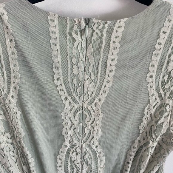 Feminine Pale Green Lace Midi Dress Romantic Fairy Cottagecore Whimsigoth - Picture 6 of 8